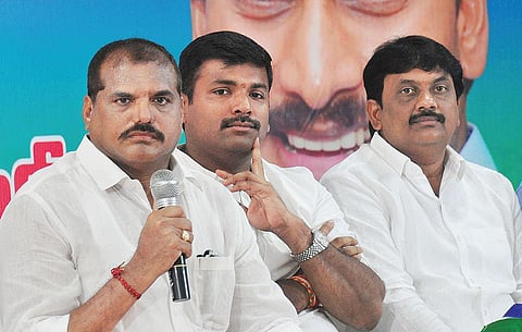 Municipal Administration Minister Botcha Satyanarayana addressing a press conference. (File Photo | EPS)