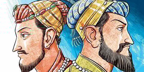 Mughal prince Dara Shikoh and Mughal emperor Aurangzeb.(Express Illustrations | Soumyadip Sinha)