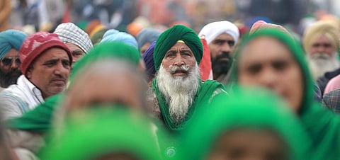 Farmers during their protest against the new agricultural laws, at Tikri border in Haryana. (Photo | Shekhar Yadav, EPS)