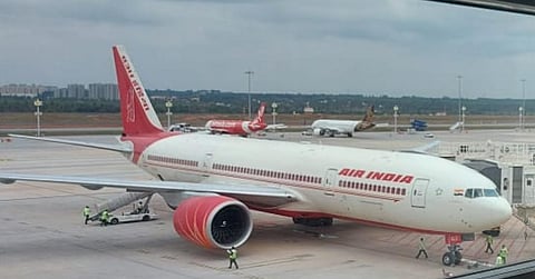 AI 175 ready to take off from Kempegowda International Airport on Monday afternoon (Photo | Special arrangement)