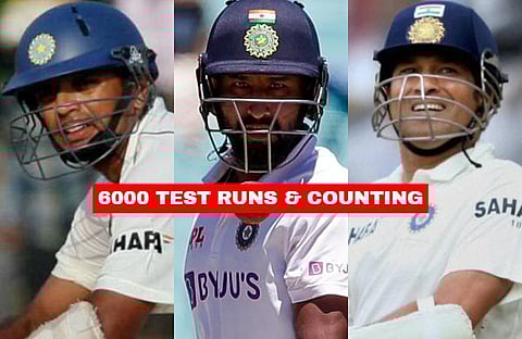 As Cheteshwar Pujara today became only the 11th Indian batsman in Test cricket to cross 6000 runs, let us take a look at the 10 other Indian cricketers who have achieved this feat. (Photo | PTI and AP)