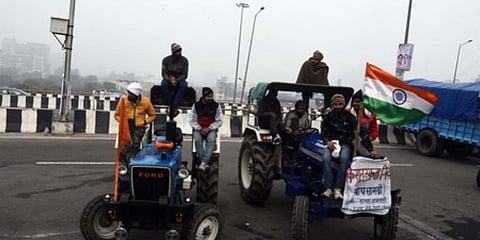 Farmers during their ongoing agitation against new farm laws, at New Delhi's Ghazipur border. (Photo | Parveen Negi, EPS)