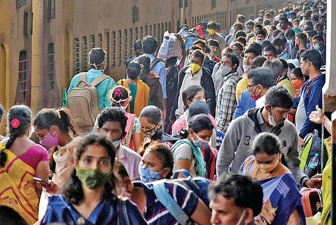 Passengers heading home for Sankranti wait to board trains at Secunderabad Railway Station. (File photo| EPS)