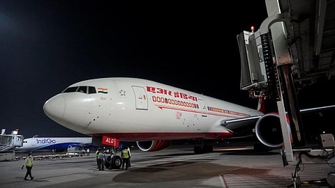 The maiden Chicago-Hyderaabd Air India direct flight landed in Hyderabad. (photo| EPS)