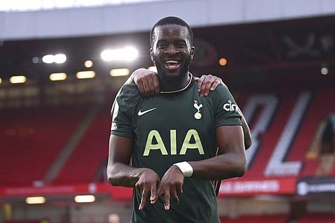 Tottenham Hotspur's Tanguy Ndombele celebrates scoring their third during match against Sheffield United at the Bramall Lane stadium in Sheffield, England, Sunday, Jan.17, 2021. (Photo | AP)