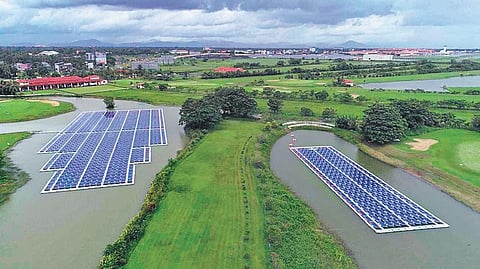 Floating solar panels