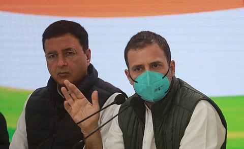 Congress leader Rahul Gandhi at a press conference in Delhi. (Photo| EPS/ Shekhar Yadav)