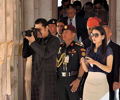Bhutan's King and his wife visiting Mehrangarh Fort in Jodhpur. (File photo | PTI)