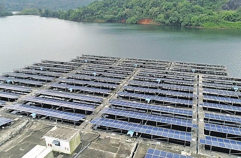The rooftop solar panels which were commissioned at the dam in 2016