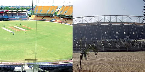 MA Chidambaram stadium in Chennai (L) and Motera Stadium in Ahmedabad. (File photo| EPS and ANI)