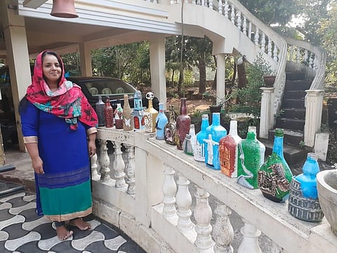 Jisna Nagirsha with her bottle art