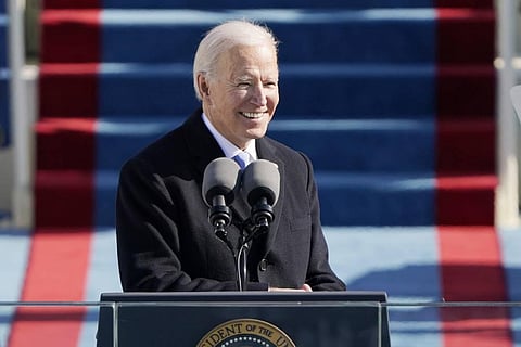 US President Joe Biden speaks during the 59th Presidential Inauguration at the U.S. Capitol in Washington Wednesday Jan. 20 2021. (Photo | AP)
