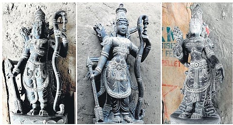 The idols sculpted at SV Institute of Traditional Sculpture and Architecture in Tirupati for Ramatheertham temple. (Photo | Madhav K, EPS)