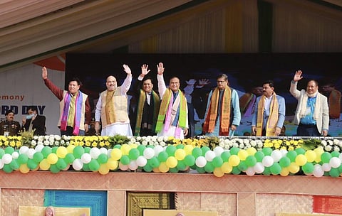 Union Minister Amit Shah at  Kokrajhar. (Photo | @AmitShah, Twitter)