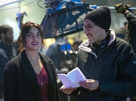 Priyanka is seen interacting with Adarsh and Bahrani, who directs her about the scene to be shot. (Photo | Priyanka Chopra Jonas, Instagram)