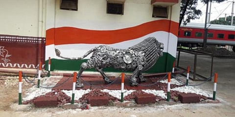 A 'Make in India' lion made from metal springs. (Photo| EPS)