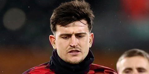 Manchester United's Harry Maguire runs during a warm-up session. (File photo| AP)