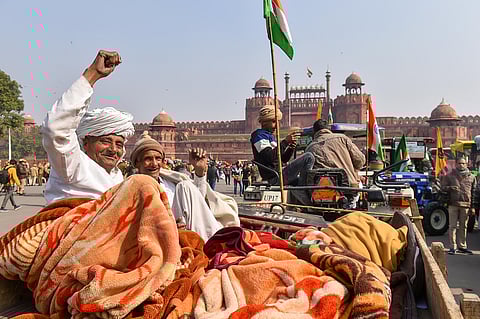 After 60 days of protesting and 11 meetings with government, the farmers entered Delhi city after a planned Tractors' rally went out of hand. With Delhi police restricting their entry, clashes broke and in the melee, one farmer died. In picture, farmers i