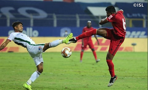 If the first half was a cagey affair, the second 45 was action-packed with goals. (Photo | Twitter @IndSuperLeague)