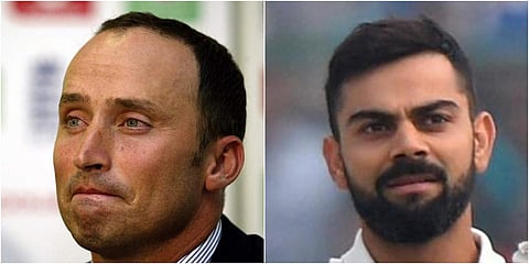 Former England skipper Nasser Hussain (L) and Indian captain Virat Kohli (File photo| AFP and PTI)