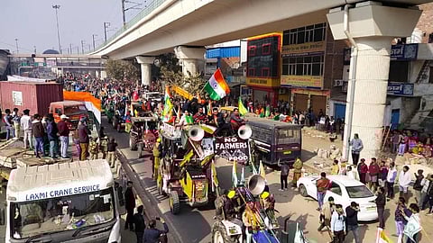 Massive Tractor Parade by Protesting farmers in Delhi during Republic Day in Tikri border New Delhi on Tuesday. (Photo | Parveen Negi/EPS)