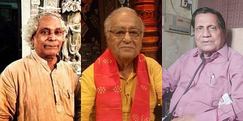 (From left) Sudarshan Sahoo, Rajat Kumar Kar and Dr Krishna Mohan Pathi. (Photo| EPS)