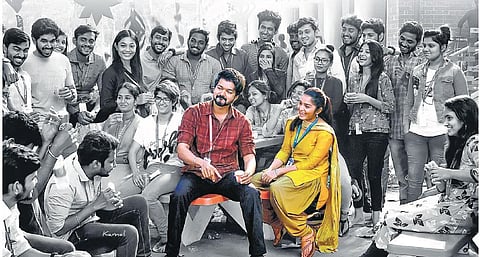 Vijay (L) and Gouri Kishan in Master. (Photo| Cinema Express)