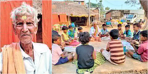 Nanda Prusty (L) has been teaching children for over 70 years now. (Photo| EPS)
