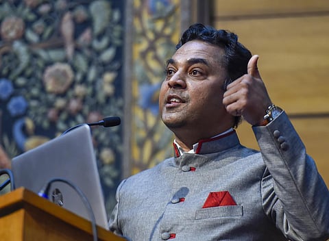 Chief Economic Advisor Krishnamurthy Subramanian addresses a press conference on Economic Survey 2020-21, in New Delhi. (Photo | PTI)