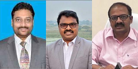 (From left) Senior IAS officers GSRKR Vijay Kumar, P Raja Babu and K Kanna Babu. (Photo| EPS)