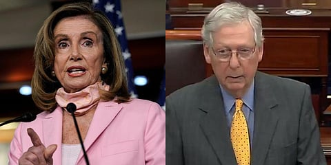US House of Representatives speaker Nancy Pelosi (L) and Senate Majority Leader Mitch McConnell. (File photos| AP)