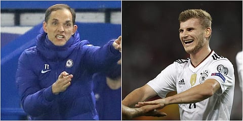 Chelsea manager Thomas Tuchel (L) and German striker Timo Wener (File photo| AP)