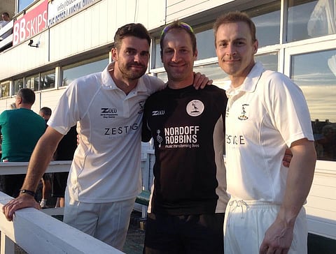 James Anderson with his friends Michael and David Brown. (Photo| Special arrangement)