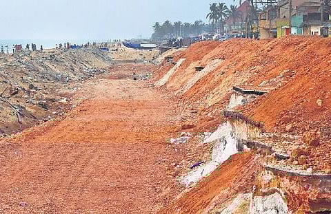 The construction of the diaphragm wall is under way at Shanghumugham.It is crucial for the reconstruction of the dilapidated Airport Road | BP Deepu
