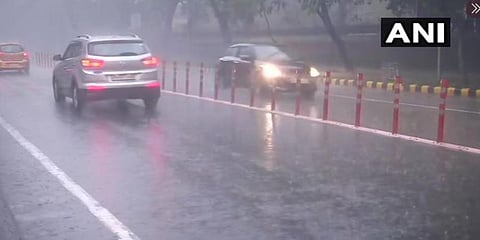 Heavy rain and hailstorm lashed parts of Delhi and NCR. (Photo | ANI Twitter)