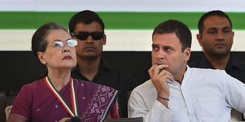 Congress chief Sonia Gandhi with Rahul Gandhi (Photo | PTI)