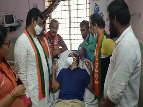 Andhra BJP general secy hospitalised after scuffle with police . (Photo | ANI)