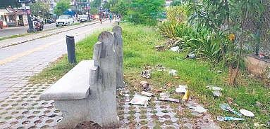 The once famed walkway is now an eyesore with waste dumped, broken tiles, and stray weeds