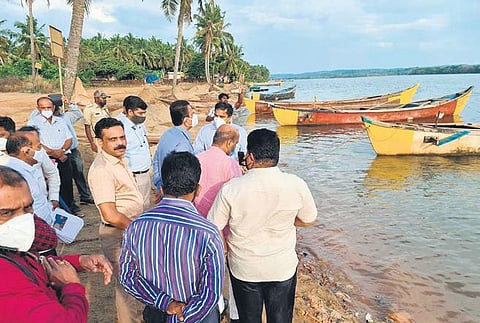 Mines and Geology Minister C C Patil during his visit to Udupi on Saturday
