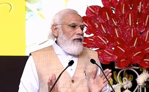 PM Modi talks after launching Swachh Bharat Mission 2.0. (Photo | Twitter)