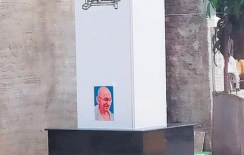 The temple dedicated to Mahatma Gandhi in Betageri town