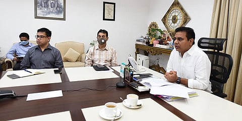 IT Minister K T Rama Rao speaks during the Taiwan-Connect Telangana State conference organised by Invest India in Hyderabad on Thursday.