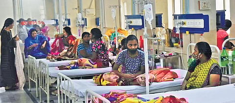 Many patients suffering from dengue across the State get treatment at Fever Hospital, in Hyderabad on Monday. (Photo | Vinay Madapu)