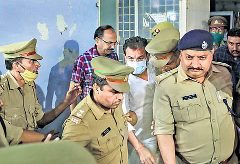 Ashish Mishra being taken to court in Lakhimpur Kheri. (File Photo | PTI)