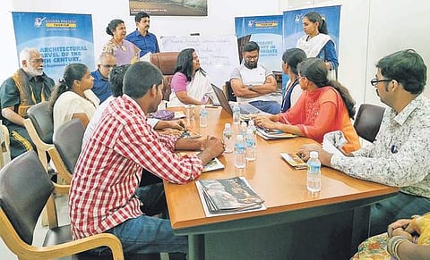 Students of LV Prasad Eye Institute interacting with their mentors during the course. (File photo | Express)