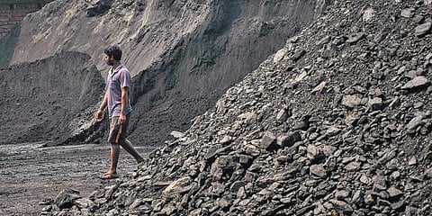 A pile of coal at unit near Rayanapadu in Krishna district. (Photo | Prasant Madugula, EPS)