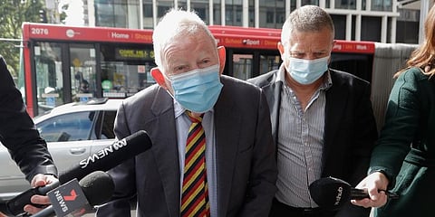 New Zealand businessmen Ron Brierley arrives at the Local Downing Centre Court in Sydney. (Photo | AP)