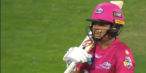 Sidney Sixers' Shafali Verma (8 off 10 balls) departs after being bowled in her WBBL debut match against Melbourne Stars. (Photo | YouTube screengrab)