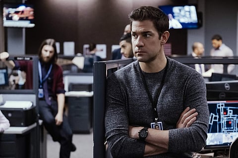 This image released by Amazon shows John Krasinski in a scene from 'Tom Clancy's Jack Ryan.' (Jan Thijs/Amazon via AP)