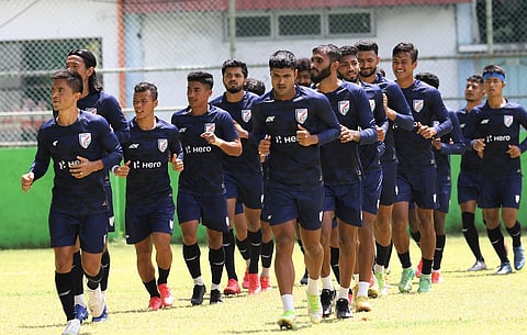 Indian men's football team players during a training session. (Photo | AIFF)